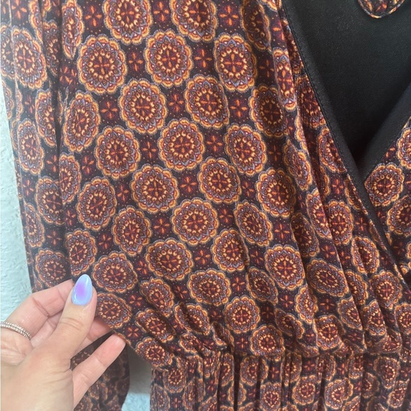 Vintage Inspired Mandala Print Bohemian Long Sleeved Jumpsuit - Picture 4 of 6